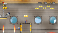 An airship's many hazards, in Super Mario Bros. 3 (top) and New Super Mario Bros. Wii (bottom)