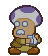 Paper Mario animated sprite of the Club 64 bartender cleaning a glass and then drinking from it