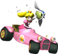 Peach prepares to use a Spiny Shell in Mario Kart DS.