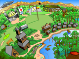 1999 camp, with the Donkey Kong-themed areas in the top right, and the Mario Golf area on the left