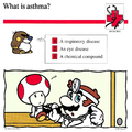 A Mario Quiz Card asking what asthma is