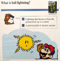 A Mario Quiz Card asking what ball lightning is