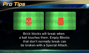 Mario Sports Superstars Pro Tips detailing the difference between a Brick block and an Empty Block