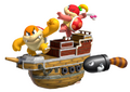 Boom Boom and Pom Pom on their airship, along with a Tail Bullet Bill
