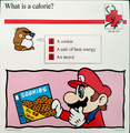 A Mario Quiz Card asking what a calorie is