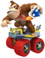 Donkey Kong prepares to use a Spiny Shell in Mario Kart 7.