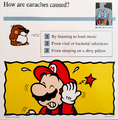 A Mario Quiz Card about earaches