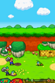 Mario & Luigi: Bowser's Inside Story screenshot of Mario and Luigi battling a Mawful Mole and a Fawflopper