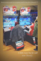 Naomi (left) and Joe Biden (right) each playing on a Mario Kart Arcade GP DX cabinet. Naomi jokingly added the caption "Secret service made an exception and let him drive himself!!!!"