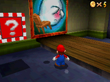 A chair levitating in midair, just before launching itself, in Super Mario 64 DS