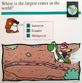 A Mario Quiz Card asking where the largest crater is