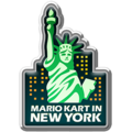 A common badge in Mario Kart Tour that depicts the Statue of Liberty