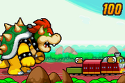 Bowser battling the Fawful Express in Mario & Luigi: Bowser's Inside Story