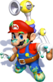 Mario with light green goop splats on his body