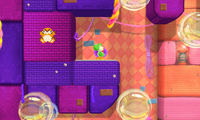A Poochy & Yoshi's Woolly World screenshot of a Monty Mole Patch in Big Montgomery's Bubble Fort