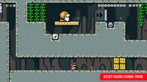 Super Mario Maker screenshot of a big Monty Mole above Mario