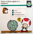 A Mario Quiz Card asking which of the regions are a continent