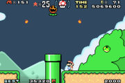 Super Mario World: Super Mario Advance 2 screenshot of the jack-o'-lantern version of Jumping Fire Piranha Plant in the level Funky