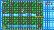 Super Mario Maker screenshot of a New Super Mario Bros. U-style custom level of Yoshi and Fire Mario encountering a big Rocky Wrench.