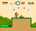Super Mario World screenshot of a Volcano Lotus releasing fireballs