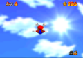 Mario flying towards the Sun in Super Mario 64