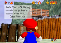 Santa Claus mentioned in Super Mario 64 (left) and Super Mario 64 DS (right)