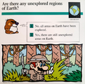 A Mario Quiz Card asking if the Earth has any unexplored regions