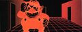 Wario in a virtual reality atmosphere, as shown in early Virtual Boy concepts