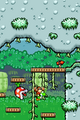 Baby Donkey Kong climbing vines with Yoshi.